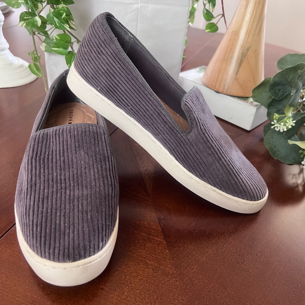 Birdies Gray Corduroy Slip-On Slides